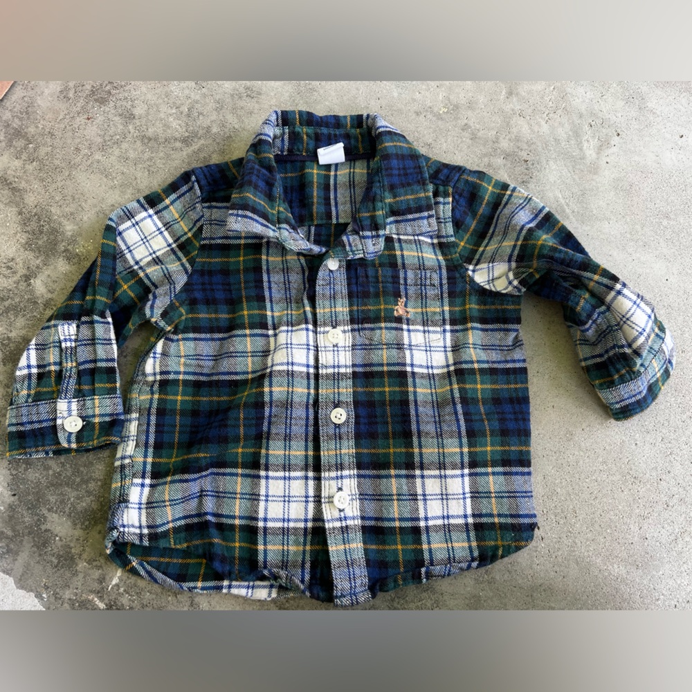 GAP Blue and Green plaid Button Down classic Shirt
